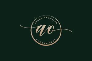 Initial AO handwriting logo with circle template vector signature, wedding, fashion, floral and botanical with creative template.