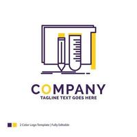 Company Name Logo Design For build. equipment. fab. lab. tools. Purple and yellow Brand Name Design with place for Tagline. Creative Logo template for Small and Large Business. vector