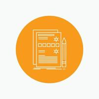 Component, data, design, hardware, system White Line Icon in Circle background. vector icon illustration