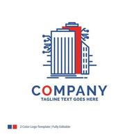 Company Name Logo Design For Building. Technology. Smart City. Connected. internet. Blue and red Brand Name Design with place for Tagline. Abstract Creative Logo template for Small and Large Business. vector