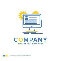 Account. profile. report. edit. Update Blue Yellow Business Logo template. Creative Design Template Place for Tagline. vector