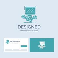 Game. gaming. internet. multiplayer. online Business Logo Glyph Icon Symbol for your business. Turquoise Business Cards with Brand logo template. vector