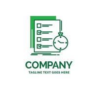 todo. task. list. check. time Flat Business Logo template. Creative Green Brand Name Design. vector