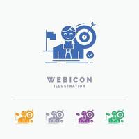business. goal. hit. market. success 5 Color Glyph Web Icon Template isolated on white. Vector illustration