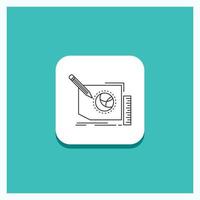 Round Button for Content. design. frame. page. text Line icon Turquoise Background vector