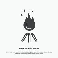 fire. flame. bonfire. camping. camp Icon. glyph vector gray symbol for UI and UX. website or mobile application