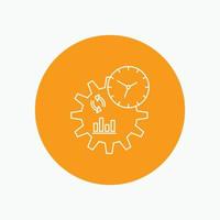 Business. engineering. management. process White Line Icon in Circle background. vector icon illustration