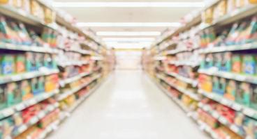 supermarket store aisle interior abstract blurred background photo