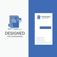 Business Logo for data. document. file. media. website. Vertical Blue Business .Visiting Card template. vector