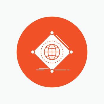 IOT. internet. things. of. global White Glyph Icon in Circle. Vector Button illustration