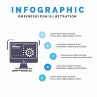 Command. computer. function. process. progress Infographics Template for Website and Presentation. GLyph Gray icon with Blue infographic style vector illustration.