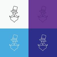 moustache. Hipster. movember. Santa Clause. Hat Icon Over Various Background. Line style design. designed for web and app. Eps 10 vector illustration