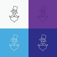 moustache. Hipster. movember. Santa Clause. Hat Icon Over Various Background. Line style design. designed for web and app. Eps 10 vector illustration