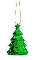 Green Christmas tree ornament bauble isolated on white background photo