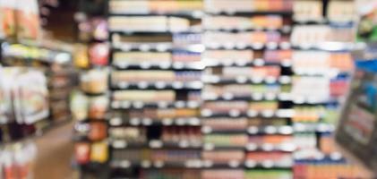 Abstract supermarket grocery store blurred defocused background with bokeh light photo