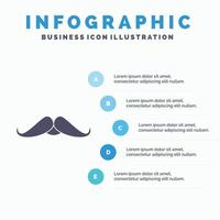 bigote. inconformista. movimiento masculino. plantilla de infografía de hombres para sitio web y presentación. icono de glifo gris con ilustración de vector de estilo infográfico azul.