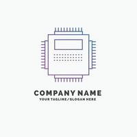 Processor. Hardware. Computer. PC. Technology Purple Business Logo Template. Place for Tagline vector