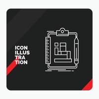 Red and Black Creative presentation Background for Algorithm. process. scheme. work. workflow Line Icon vector