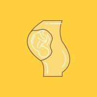 embarazo, embarazada, bebé, obstetricia, icono lleno de línea plana de la madre. hermoso botón de logotipo sobre fondo amarillo para ui y ux, sitio web o aplicación móvil vector