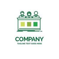 competition. contest. expert. judge. jury Flat Business Logo template. Creative Green Brand Name Design. vector