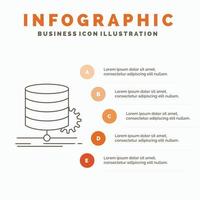 algoritmo. cuadro. datos. diagrama. plantilla de infografía de flujo para sitio web y presentación. icono de línea gris con ilustración de vector de estilo infográfico naranja