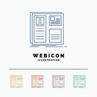 Design. grid. interface. layout. ui 5 Color Line Web Icon Template isolated on white. Vector illustration