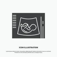 Maternity. pregnancy. sonogram. baby. ultrasound Icon. glyph vector gray symbol for UI and UX. website or mobile application