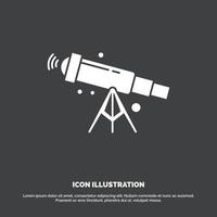 telescopio. astronomía. espacio. vista. icono de zoom. símbolo de vector de glifo para ui y ux. sitio web o aplicación móvil