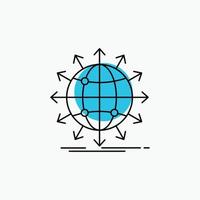 globe. network. arrow. news. worldwide Line Icon vector