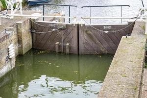 wooden sluice gate at the canal photo