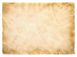 old parchment paper sheet vintage aged or texture isolated on white background photo