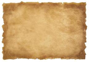 old parchment paper sheet vintage aged or texture isolated on white background photo