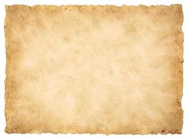 old parchment paper sheet vintage aged or texture isolated on white background photo