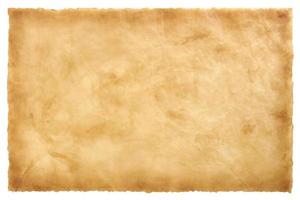 old parchment paper sheet vintage aged or texture isolated on white background photo