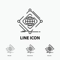 Complex. global. internet. net. web Icon in Thin. Regular and Bold Line Style. Vector illustration