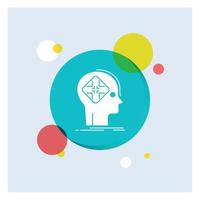 Advanced. cyber. future. human. mind White Glyph Icon colorful Circle Background vector