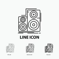 Audio, hifi, monitor, speaker, studio Icon in Thin, Regular and Bold Line Style. Vector illustration