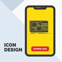 control. equalizer. equalization. sound. studio Glyph Icon in Mobile for Download Page. Yellow Background vector