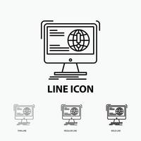 information. content. development. website. web Icon in Thin. Regular and Bold Line Style. Vector illustration