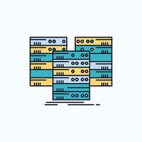 Center. centre. data. database. server Flat Icon. green and Yellow sign and symbols for website and Mobile appliation. vector illustration