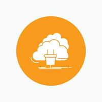 Cloud. connection. energy. network. power White Glyph Icon in Circle. Vector Button illustration