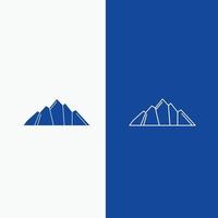hill. landscape. nature. mountain. scene Line and Glyph web Button in Blue color Vertical Banner for UI and UX. website or mobile application vector