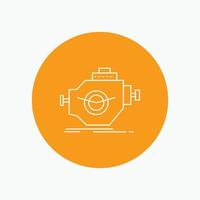 Engine. industry. machine. motor. performance White Line Icon in Circle background. vector icon illustration