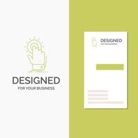 Business Logo for touch. click. hand. on. start. Vertical Green Business .Visiting Card template. Creative background vector illustration