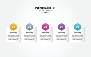 Timeline 5 options Horizontal Infographic for presentations workflow process diagram flow chart report vector