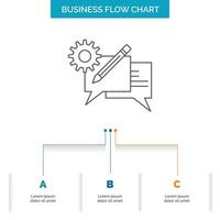 chat. communication. discussion. setting. message Business Flow Chart Design with 3 Steps. Line Icon For Presentation Background Template Place for text vector