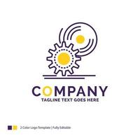 Company Name Logo Design For cd. disc. install. software. dvd. Purple and yellow Brand Name Design with place for Tagline. Creative Logo template for Small and Large Business. vector