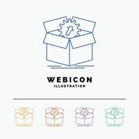 upload. performance. productivity. progress. work 5 Color Line Web Icon Template isolated on white. Vector illustration