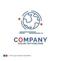 Company Name Logo Design For globe. world. discover. connection. network. Blue and red Brand Name Design with place for Tagline. Abstract Creative Logo template for Small and Large Business. vector