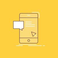 bulk. dialog. instant. mail. message Flat Line Filled Icon. Beautiful Logo button over yellow background for UI and UX. website or mobile application vector